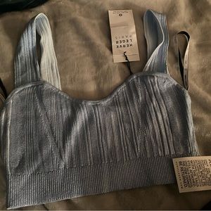 Herve leger foil ribbed Bralette size xs brand new color frost
